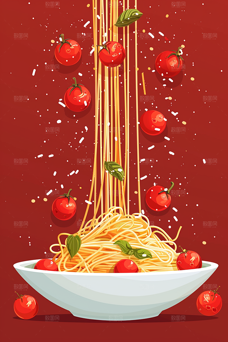 意大利面肉酱面高清插画