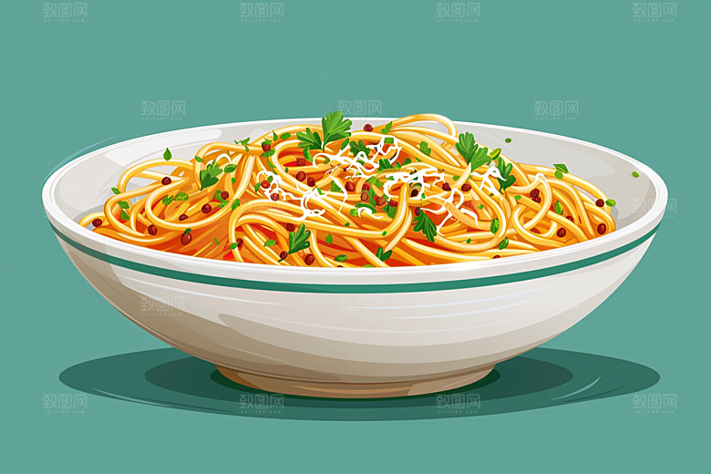 意大利面卡通面条插画