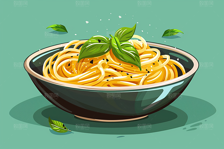 意大利面西餐面食插画