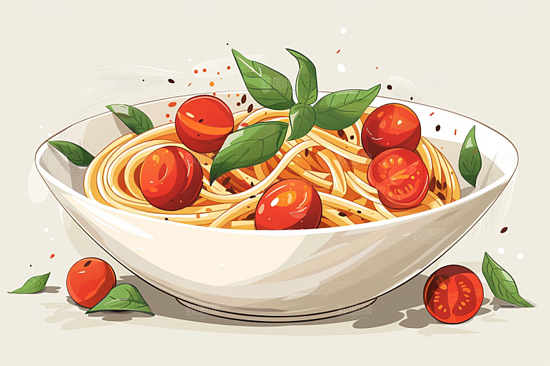 意大利面高清面食插画
