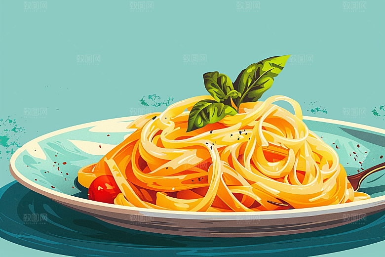 意大利面肉酱面面条插画