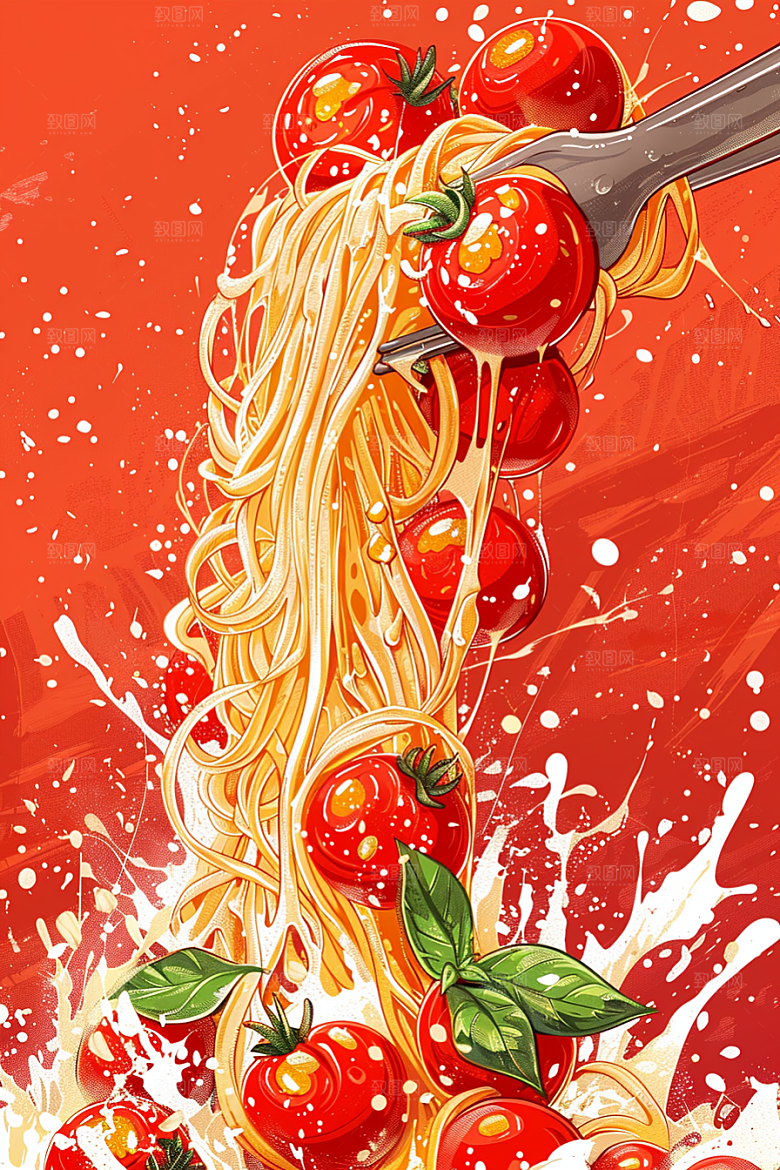 意大利面高清卡通插画