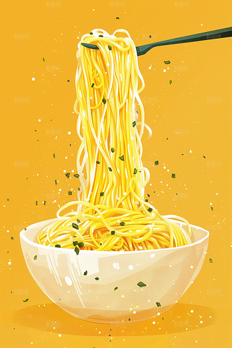 意大利面面食艺术感插画