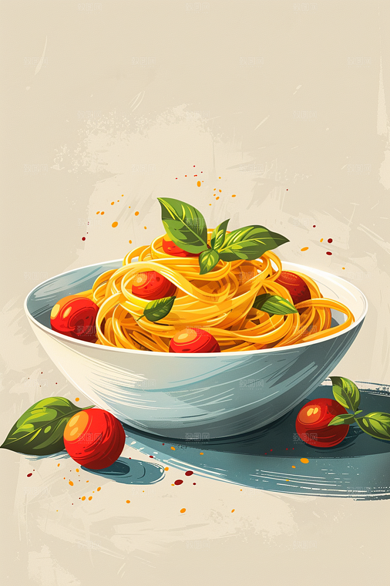 意大利面面食卡通插画
