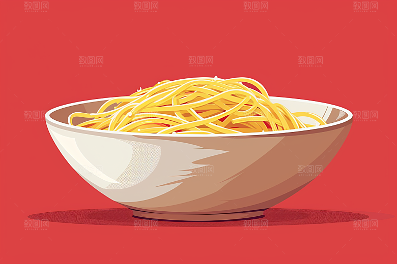意大利面美食绘本风插画