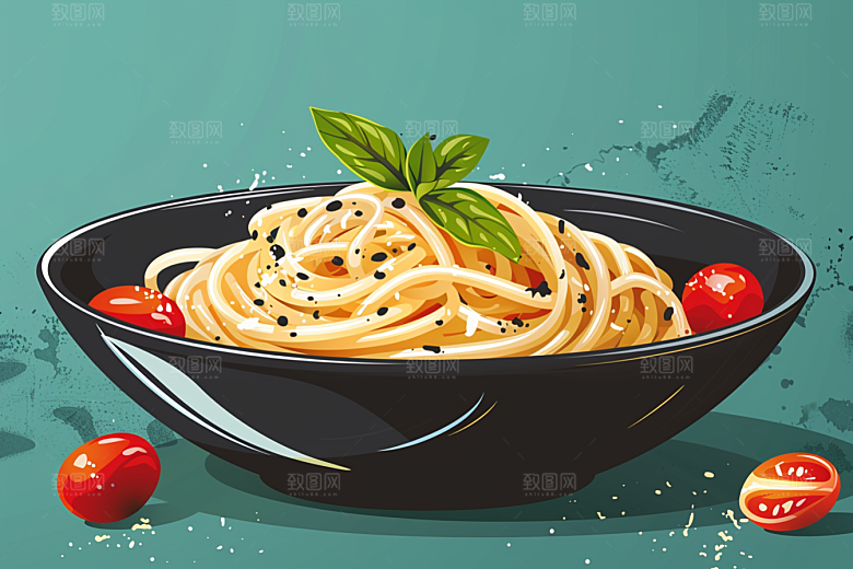意大利面美食高清插画