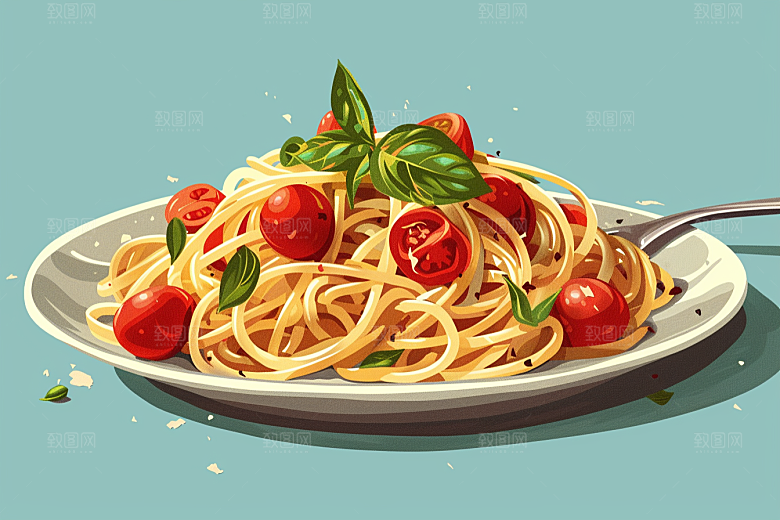 意大利面卡通面食插画