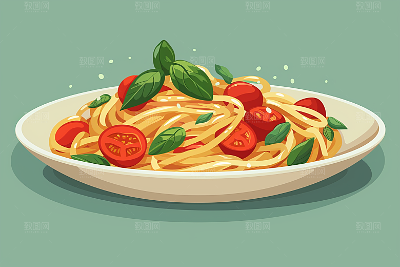 意大利面面食清新插画