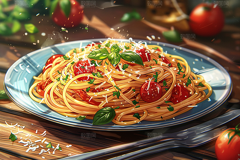 意大利面艺术感面食插画