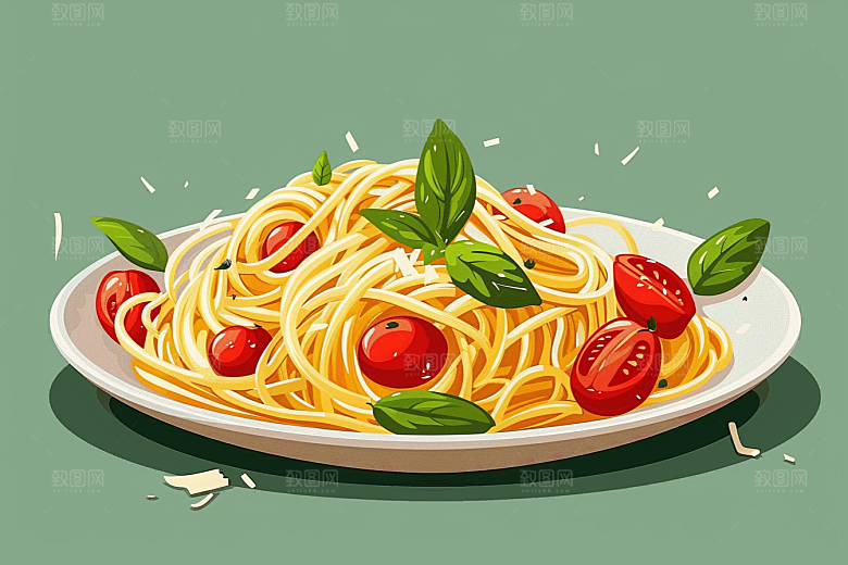意大利面高清彩色插画