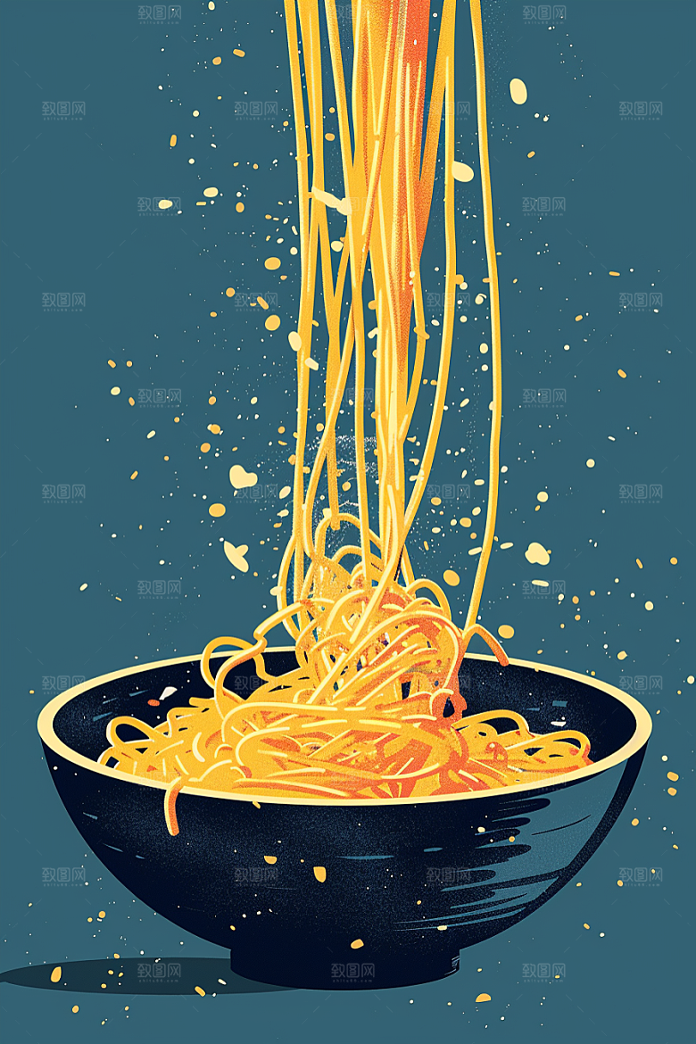 意大利面高清彩色插画