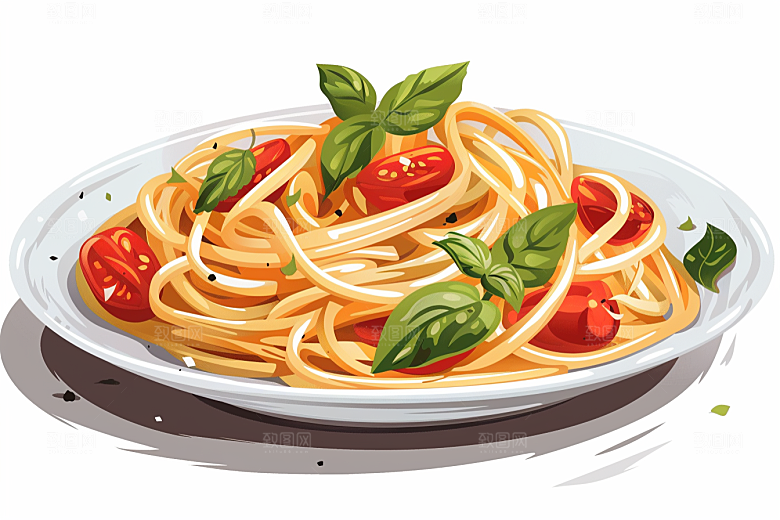 意大利面手绘面食插画