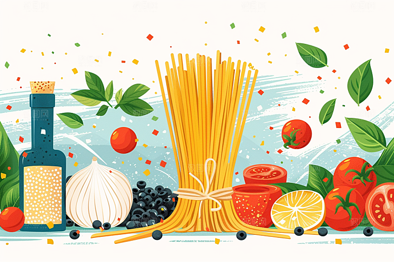 意大利面美食高清插画