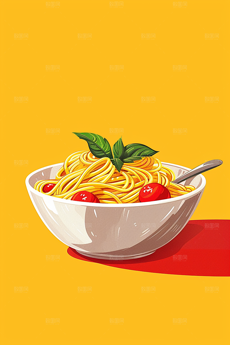 意大利面美食艺术感插画