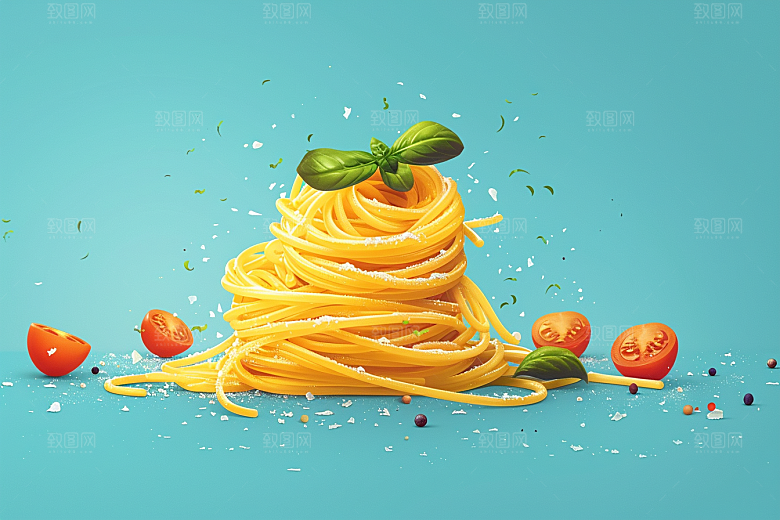 意大利面面食美食插画