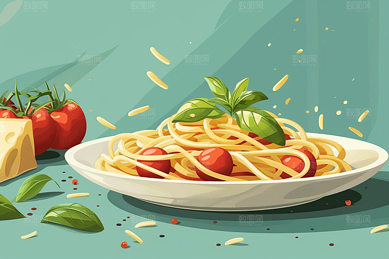 意大利面面条高清插画