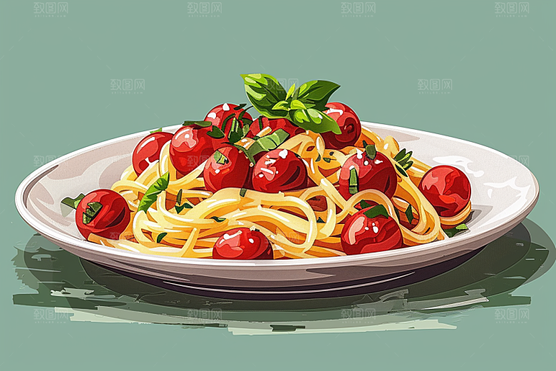 意大利面面食艺术感插画