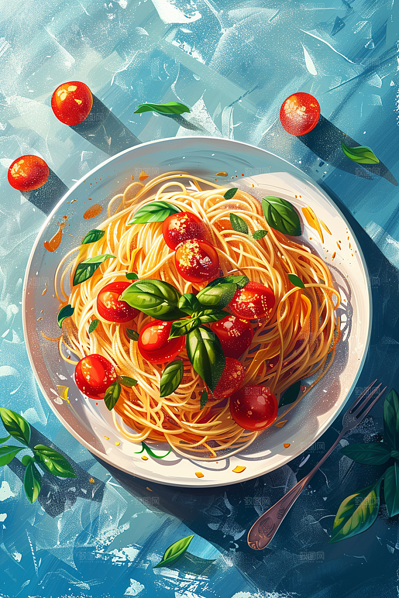 意大利面面条肉酱面插画