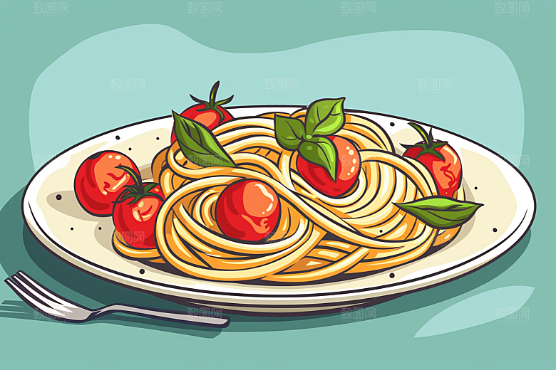 意大利面面食面条插画
