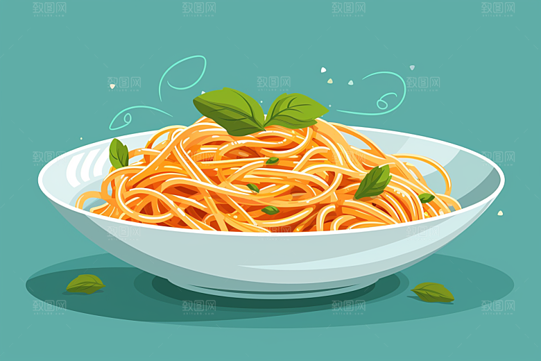 意大利面清新面食插画