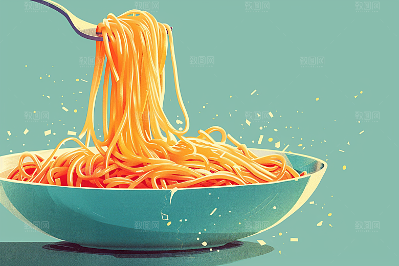 意大利面高清绘本风插画