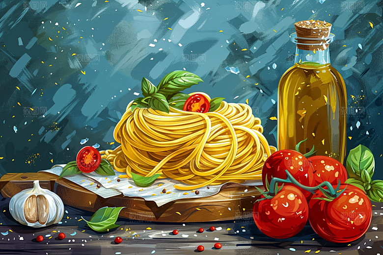意大利面高清肉酱面插画