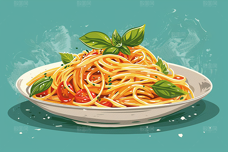 意大利面肉酱面高清插画