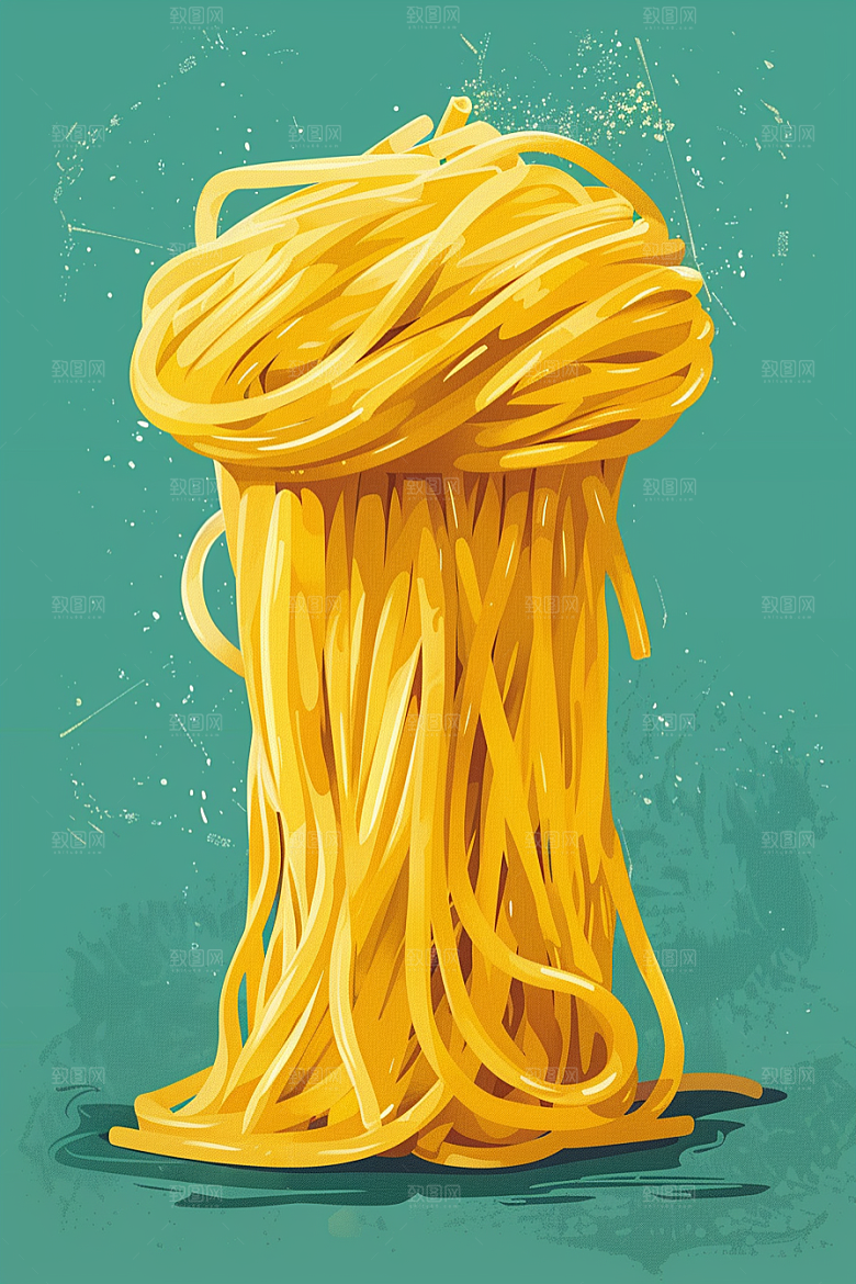 意大利面绘本风面条插画