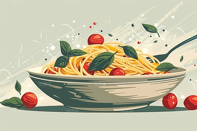 意大利面面食面条插画