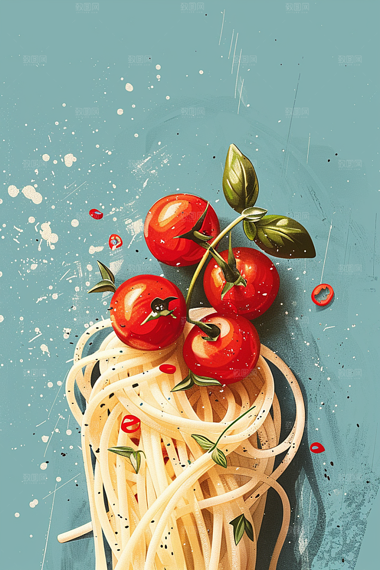 意大利面肉酱面面条插画