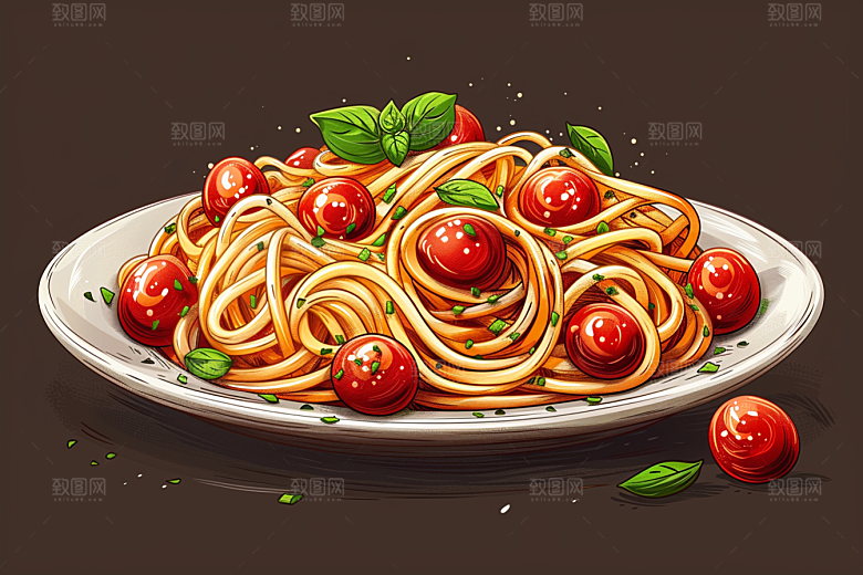 意大利面卡通面条插画