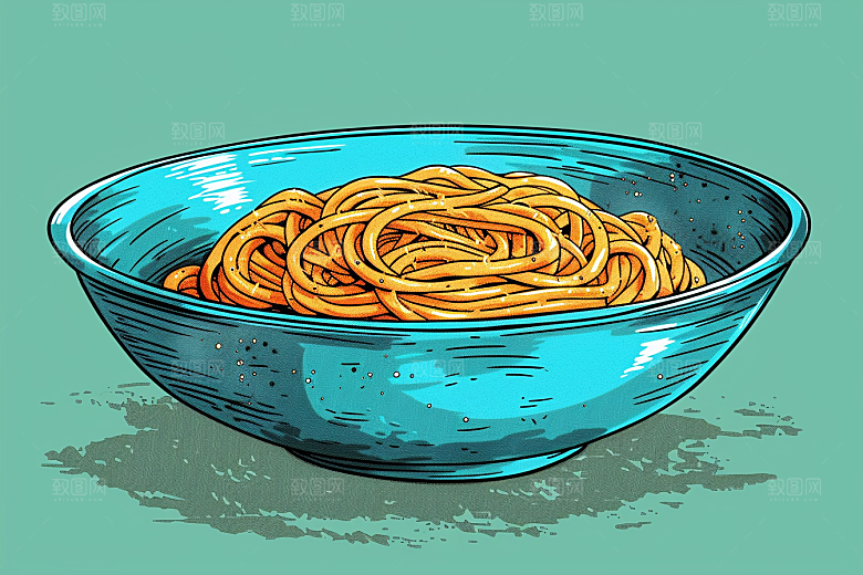意大利面面条美食插画