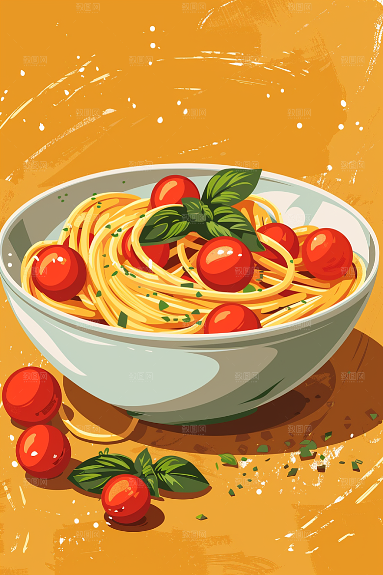 意大利面面条面食插画