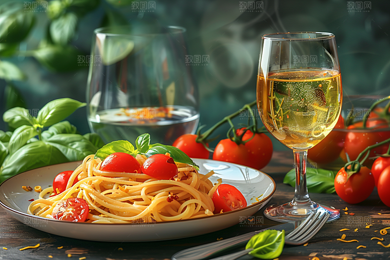 意大利面彩色面食插画