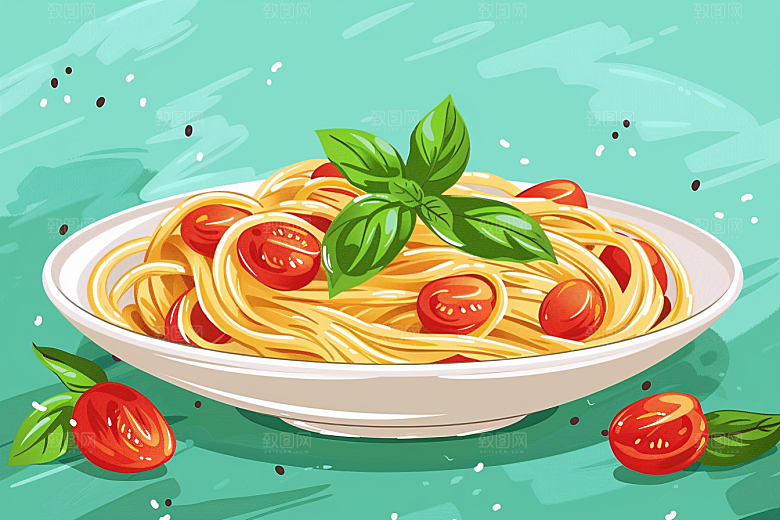 意大利面面食西餐插画