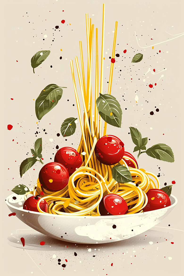 意大利面肉酱面高清插画