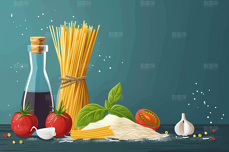 意大利面高清面食插画