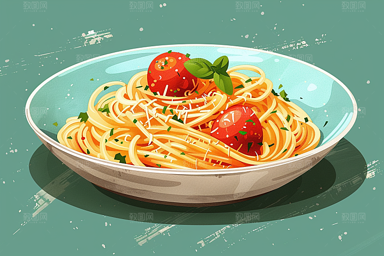 意大利面美食高清插画