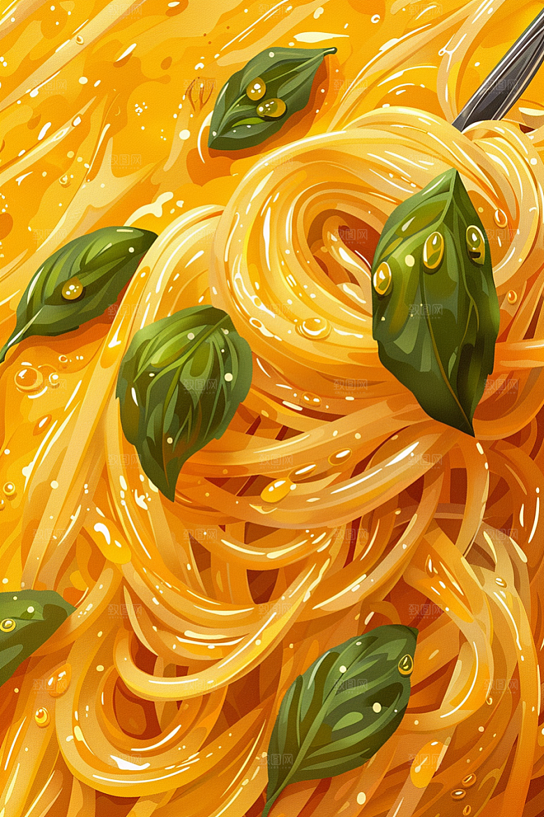 意大利面艺术感面食插画