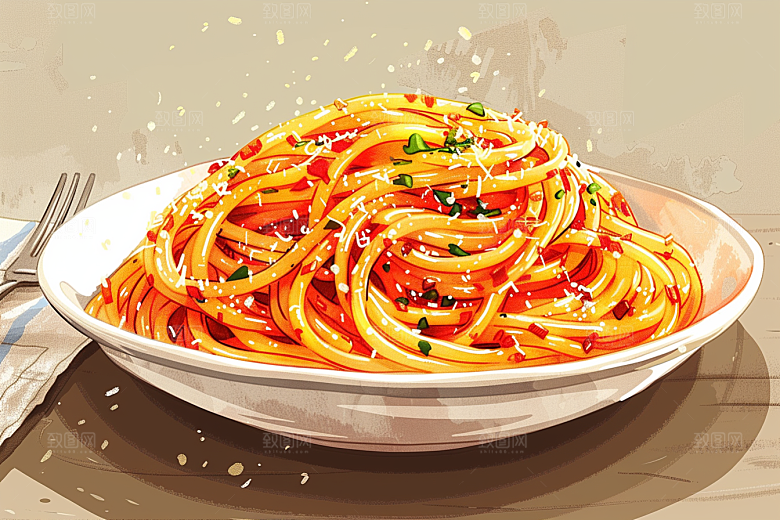 意大利面高清卡通插画
