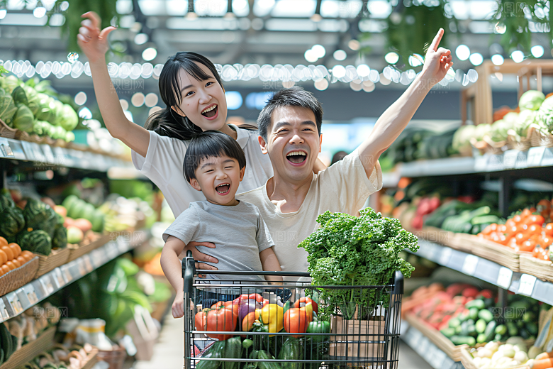 幸福一家人出行出游摄影图