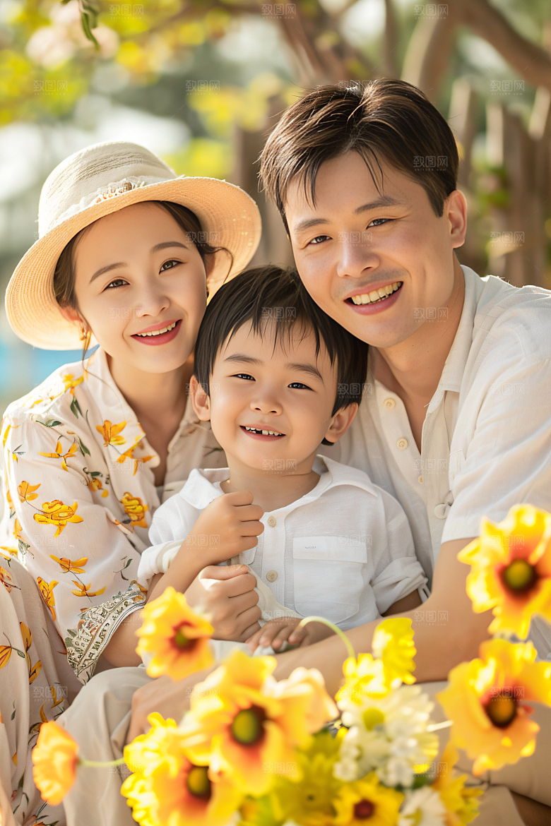 幸福一家人出游亲子摄影图