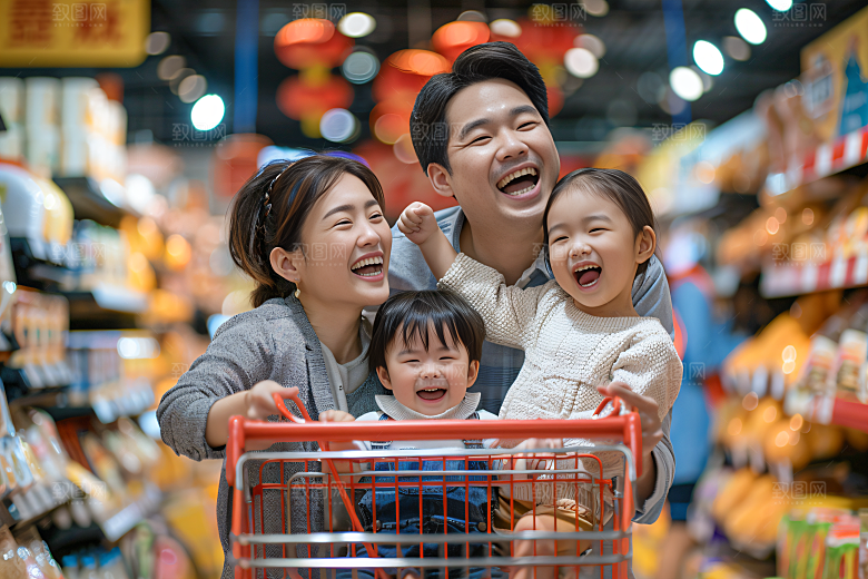幸福一家人三口之家人物摄影图