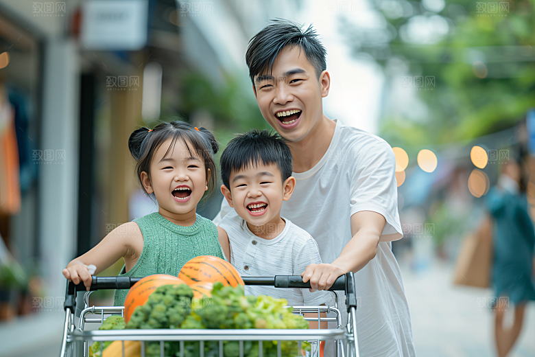 幸福一家人亲子三口之家摄影图