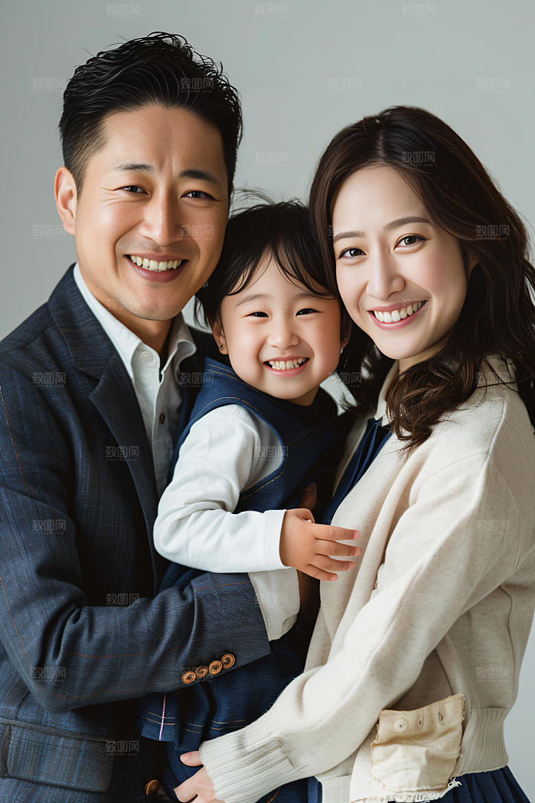 幸福一家人肖像出游摄影图
