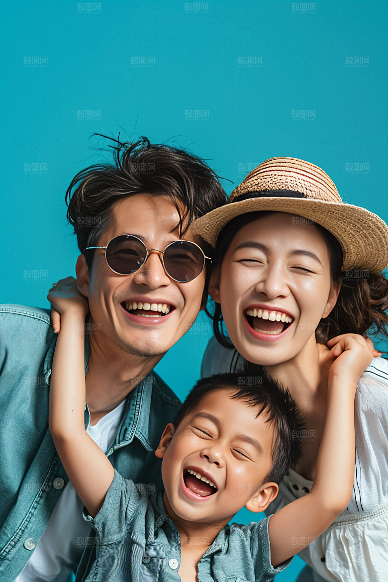 幸福一家人三口之家人物摄影图