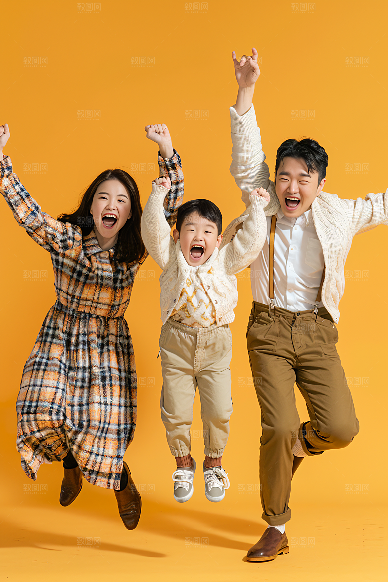 幸福一家人出行出游摄影图