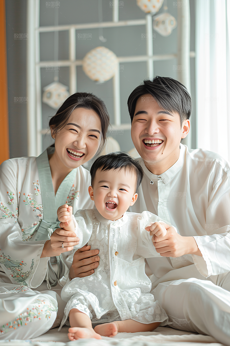 幸福一家人欢乐出行摄影图