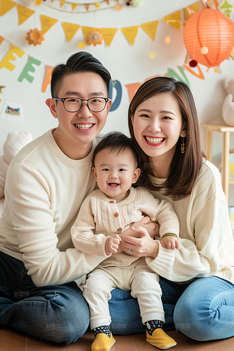 幸福一家人家庭肖像摄影图