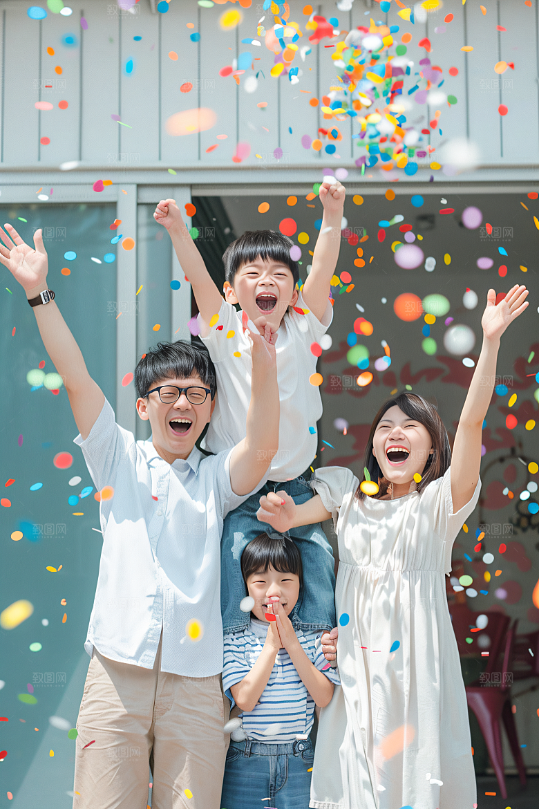 幸福一家人肖像出行摄影图